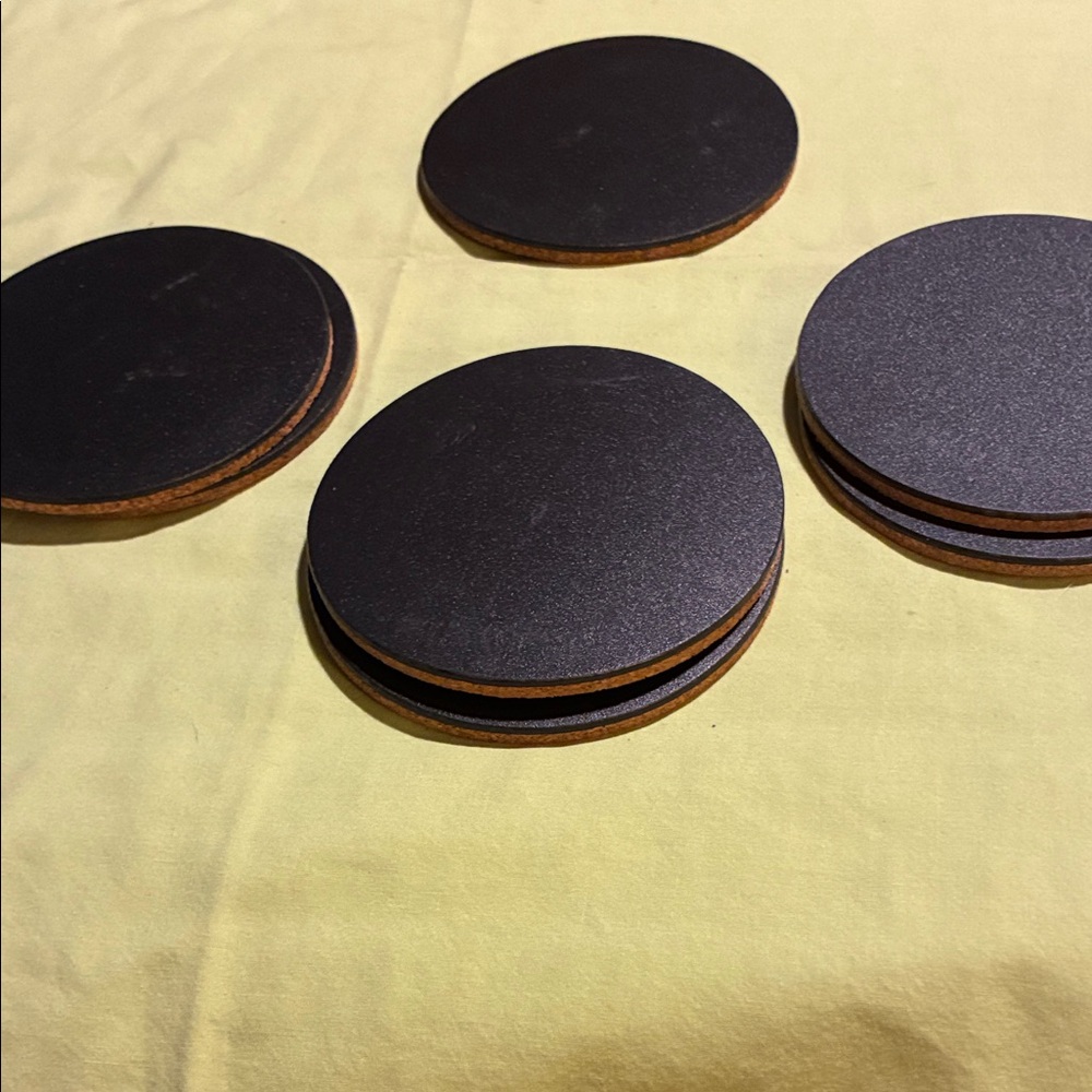 Set of 7 Black Round Coasters-you can also use the cork side for potted plants